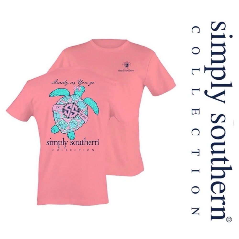 Simply Southern | "Steady as You Go" Turtle Pink Short Sleeve Tee | Size Medium